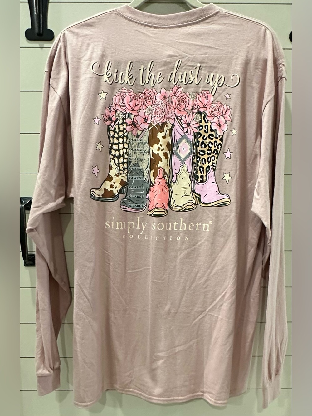 NWT Simply Southern Pink 'Kick the Dust Up' Graphic Long Sleeve Tee XL